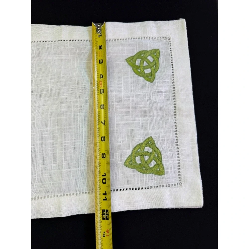 Charles Gallen Irish Linen Textile Trinity Knot Table Runner 12X70 Made Ireland
